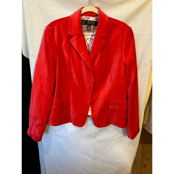 Apostrophe Red Velvet Blazer Women's Size 18 Single Button Classy Iridescent - Picture 6 of 6